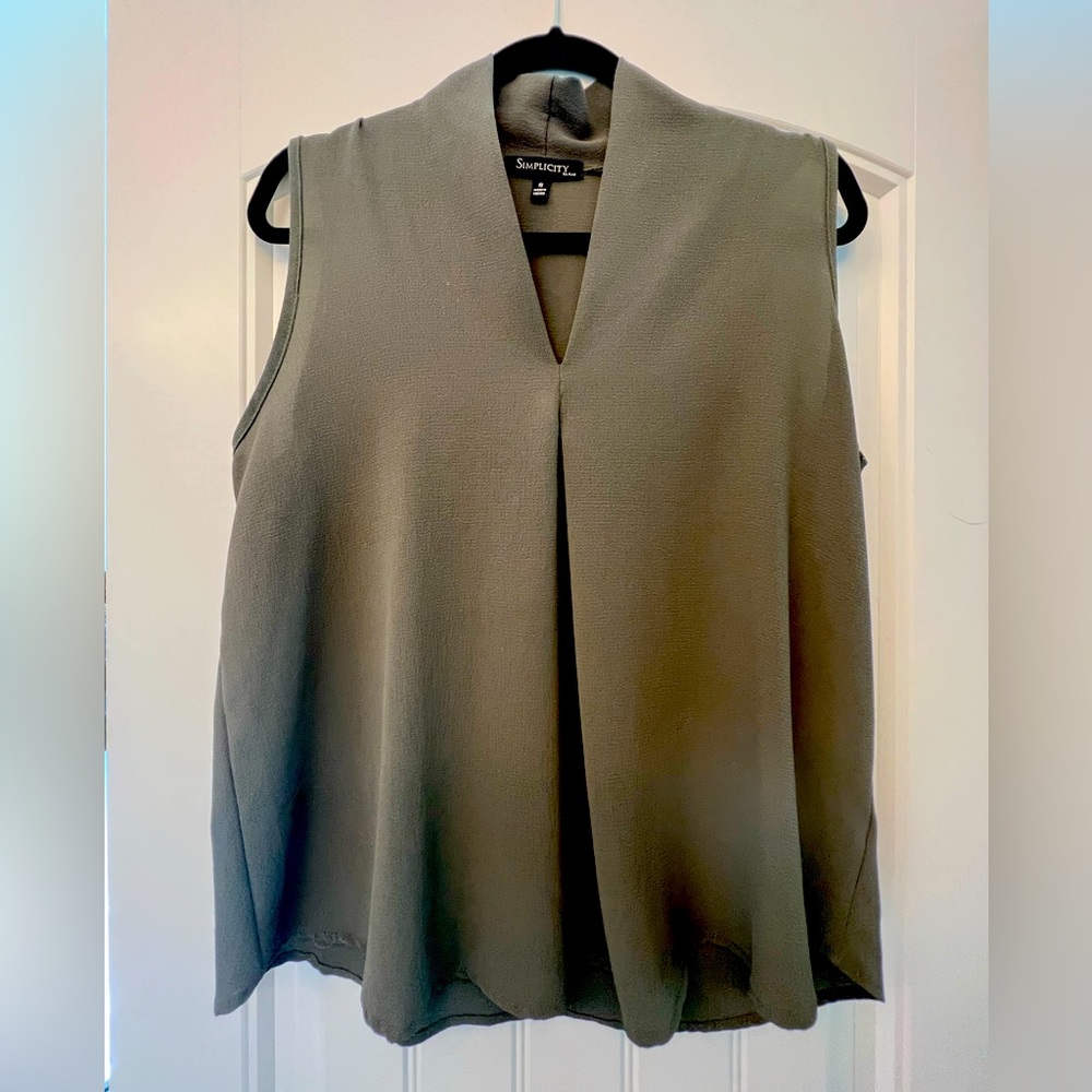 Olive green sleeveless blouse